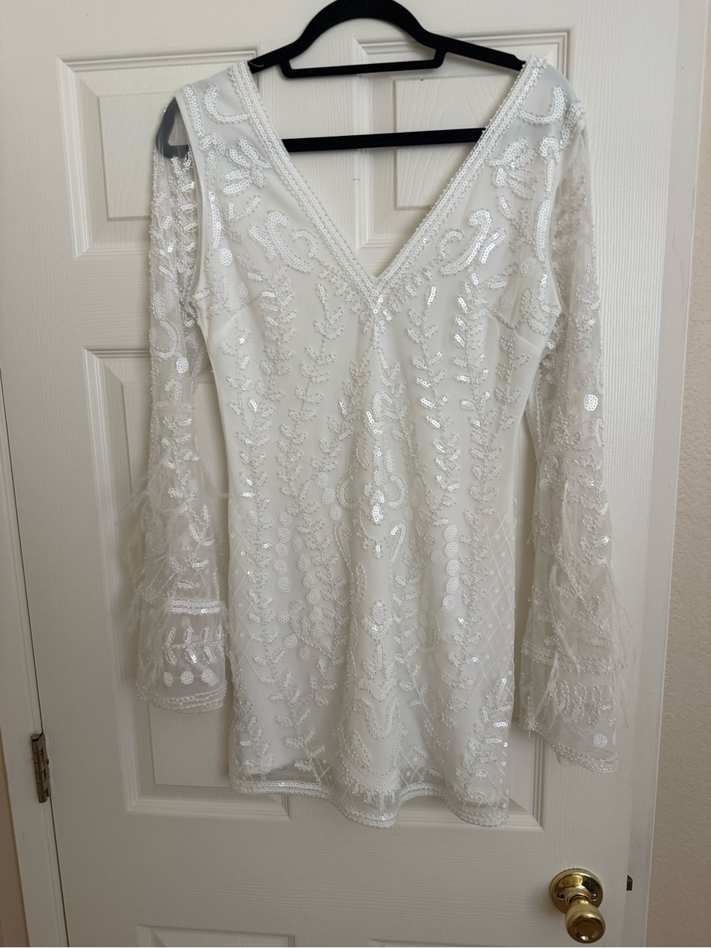 12th Tribe white mini beaded dress